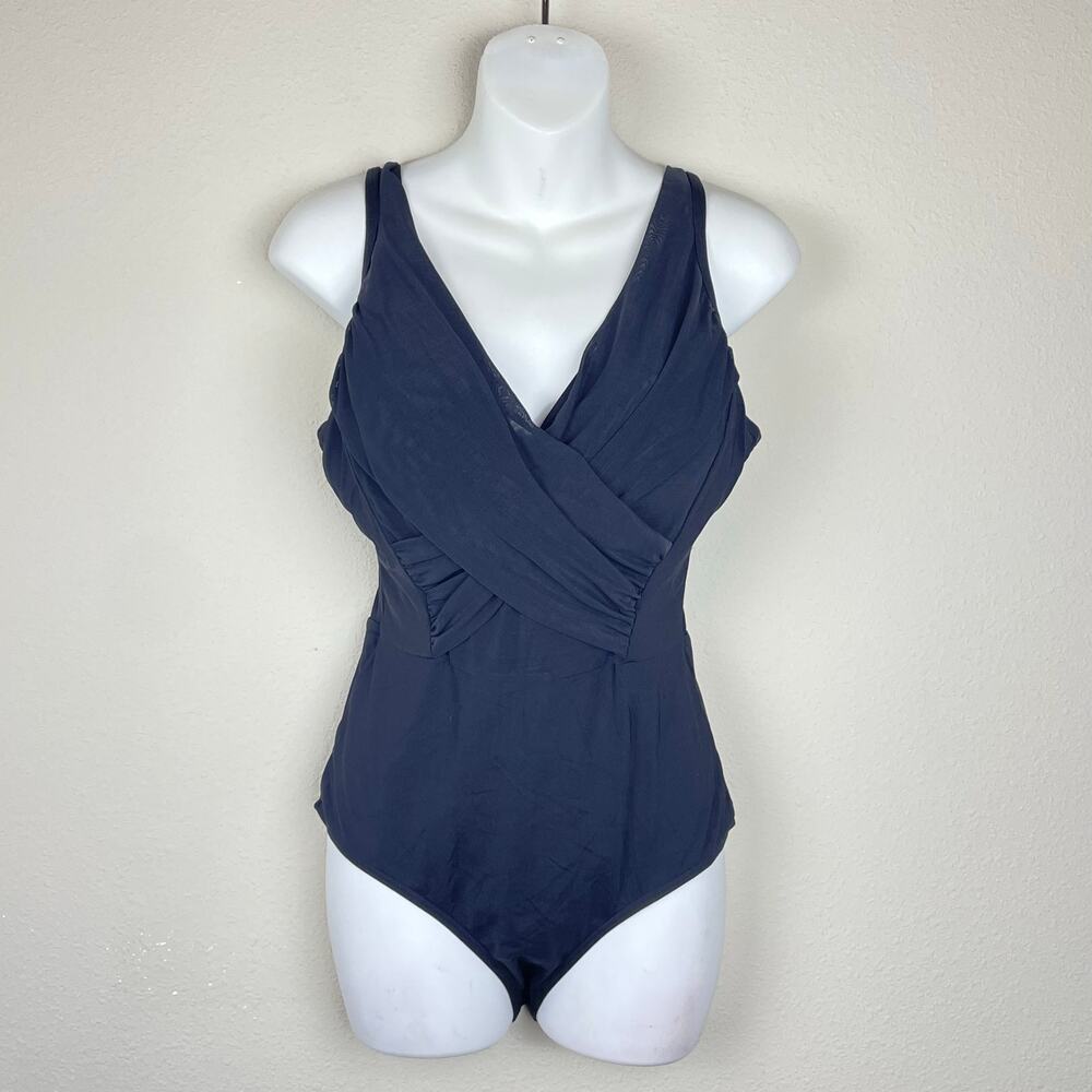 Jets Australia‎ by Jessika Allen Black One-Piece Swimsuit Size 10 Surplice